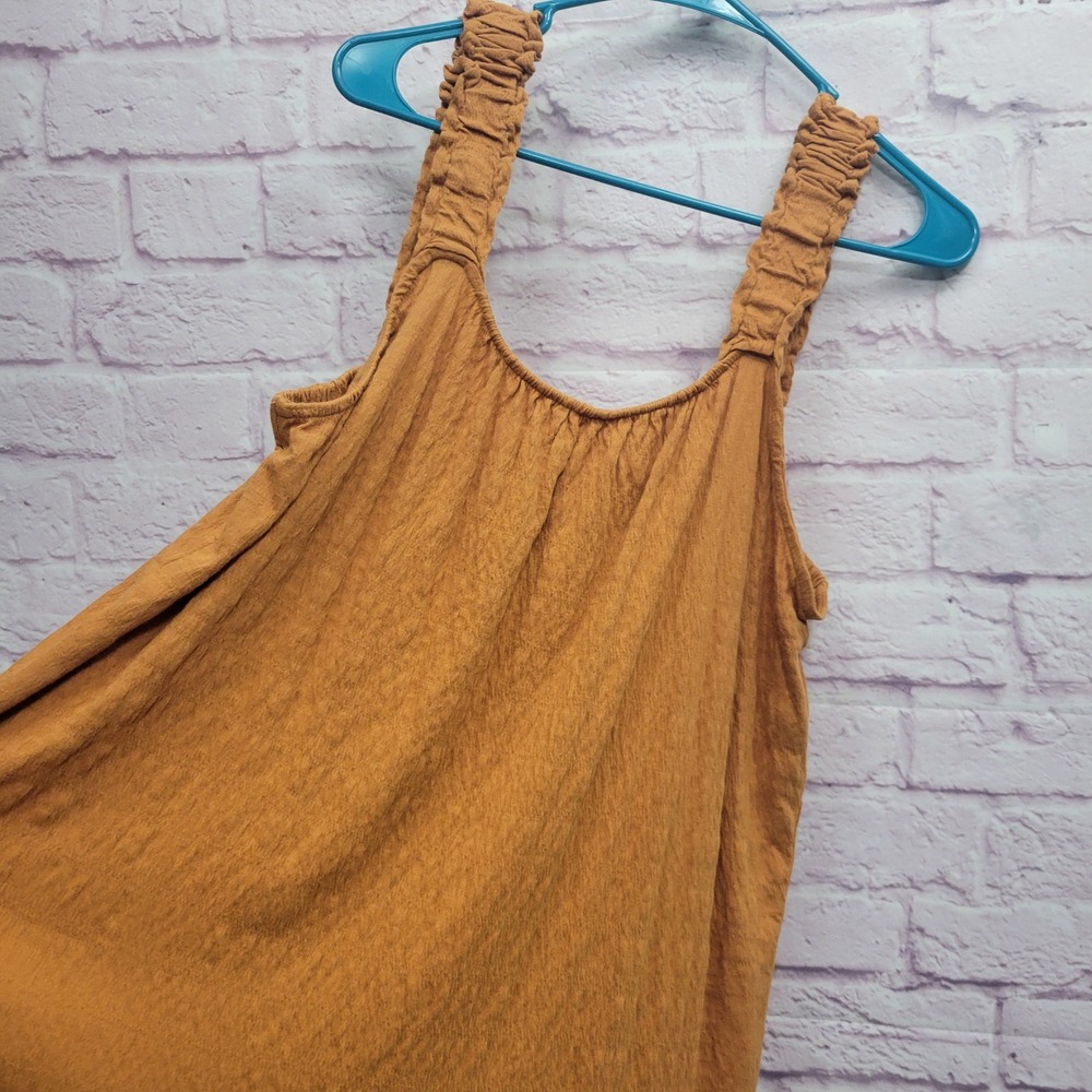 Wonderly Orange Tiered‎ Babydoll Mini Dress XL Ruched Strap Boho Y2K Cottagecore - Picture 3 of 8